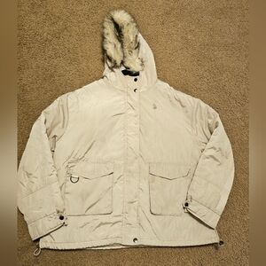 U.S. Polo Assn Unisex Beige Hooded Puffer Jacket